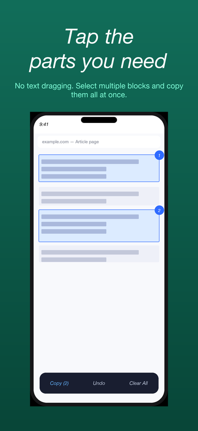 Tap to Select screen