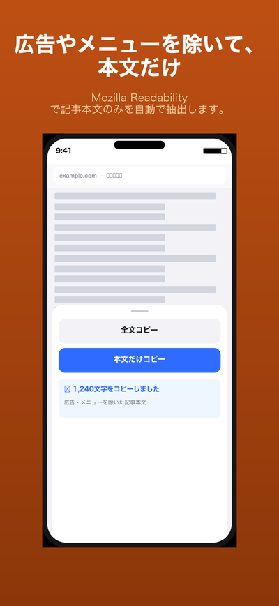 本文だけコピーの画面